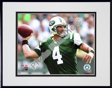 Brett Favre "2008 Passing Action Horizontal" Double Matted 8” x 10” Photograph in Black Anodized Aluminum 