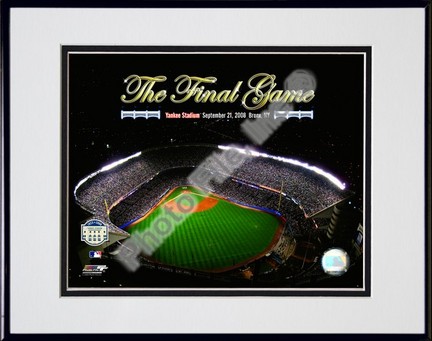 Yankee Stadium Aerial "The Final Game 2008 With Overlay" Double Matted 8” x 10” Photograph in Black Anodiz