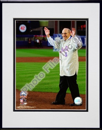 Yogi Berra "Final Game at Shea Stadium 2008" Double Matted 8” x 10” Photograph in Black Anodized Aluminum 