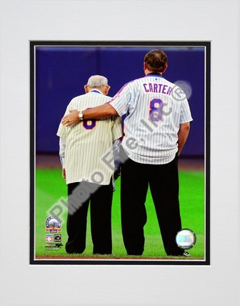 Yogi Berra & Gary Carter "Final Game at Shea Stadium 2008" Double Matted 8” x 10” Photograph (Unframed