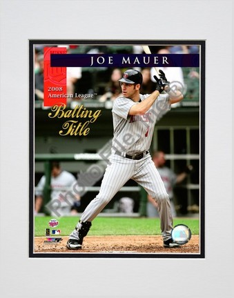 Joe Mauer "2008 American League Batting Title with Overlay" Double Matted 8" x 10" Photograph (Unfra