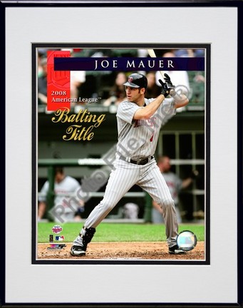 Joe Mauer "2008 American League Batting Title with Overlay" Double Matted 8" x 10" Photograph in Bla