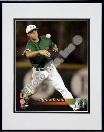 Ryan Braun "Miami  Hurricanes 2005 Fielding Action" Double Matted 8” x 10” Photograph in Black Anodized Al