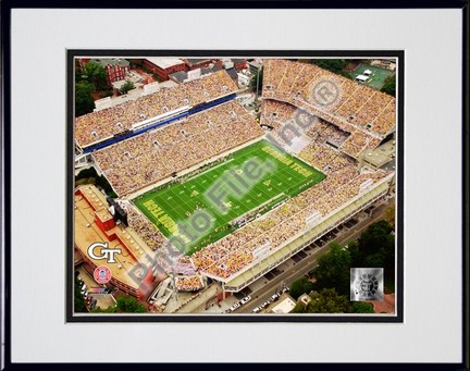 Bobby Dodd Stadium "Georgia Tech Yellow Jackets" Double Matted 8” x 10” Photograph in Black Anodized Alumi