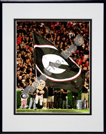 Georgia Bulldogs Mascot 2008 Double Matted 8” x 10” Photograph in Black Anodized Aluminum Frame