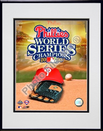 Philadelphia Phillies "2008 World Series Champions Team Logo" Double Matted 8" x 10" Photograph in B