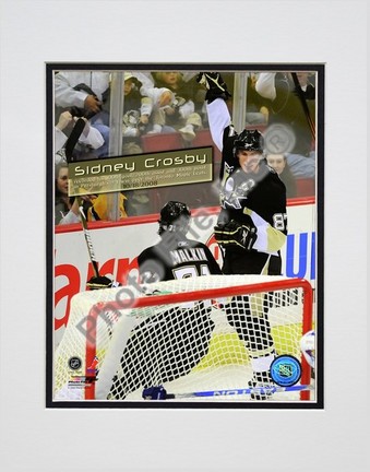 Sidney Crosby "Celebrates his 100th Career NHL Goal" Double Matted 8” x 10” Photograph (Unframed)