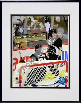 Sidney Crosby "Celebrates his 100th Career NHL Goal" Double Matted 8” x 10” Photograph in Black Anodized A