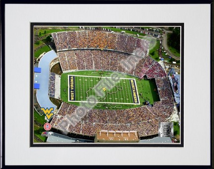 Milan Puskar Stadium (West Virginia Mountaineers) Double Matted 8” x 10” Photograph in Black Anodized Aluminum Frame