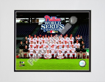 Philadelphia Phillies "2008 World Series Champs Team Sit Down" Double Matted 8" x 10" Photograph (Un