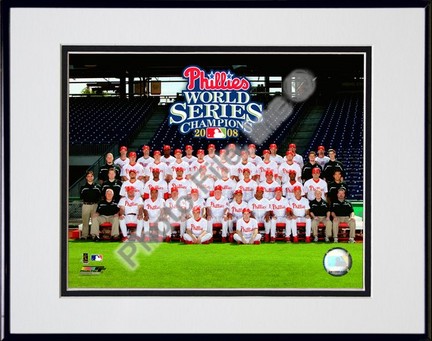 Philadelphia Phillies "2008 World Series Champs Team Sit Down" Double Matted 8" x 10" Photograph in 