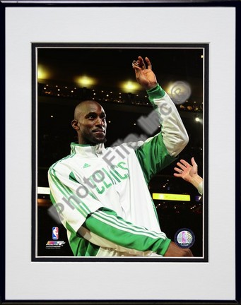 Kevin Garnett "with 2007-2008 Championship Ring" Double Matted 8” x 10” Photograph in Black Anodized Alumi