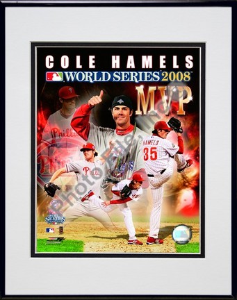 Cole Hamels "2008 World Series MVP" Double Matted 8” x 10” Photograph in Black Anodized Aluminum Frame