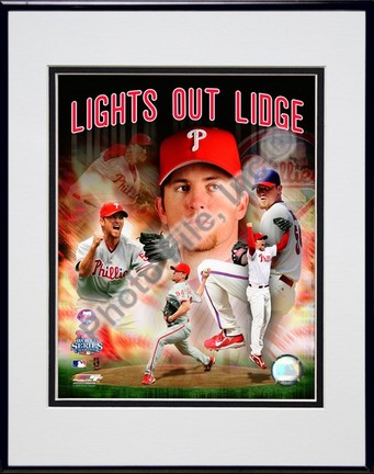 Brad Lidge "Lights Out Lidge 2008" Double Matted 8” x 10” Photograph in Black Anodized Aluminum Frame