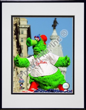 The Philly Phanatic "World Series Parade" Double Matted 8” x 10” Photograph in Black Anodized Aluminum Fra