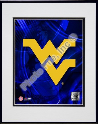 West Virginia Mountaineers Team Logo Double Matted 8” x 10” Photograph in Black Anodized Aluminum Frame