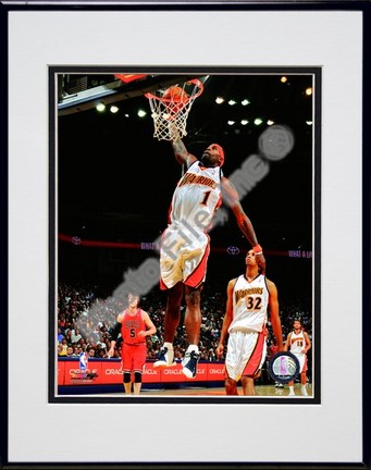Stephen Jackson "2008 - 2009 Action - White Jersey" Double Matted 8" x 10" Photograph in Black Anodi