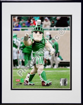 Sparty, Michigan State Spartans Mascot 2006 Double Matted 8” x 10” Photograph in Black Anodized Aluminum Frame