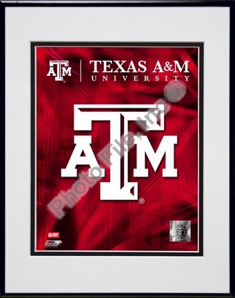 2008 Texas A&M Aggies Team Logo Double Matted 8” x 10” Photograph in Black Anodized Aluminum Frame
