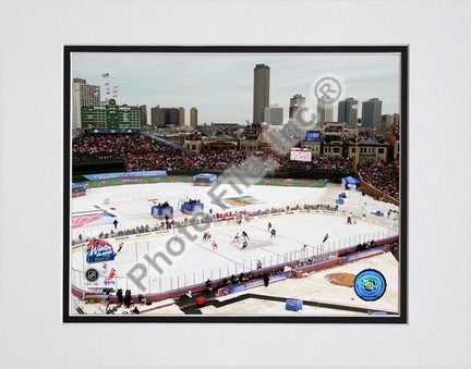 Wrigley Field "2008 - 2009 NHL Winter Classic (with Skyline)" Double Matted 8" x 10" Photograph (Unf