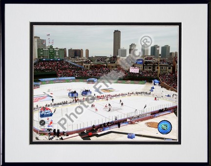 Wrigley Field "2008 - 2009 NHL Winter Classic (with Skyline)" Double Matted 8" x 10" Photograph in B