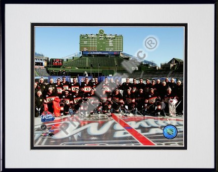 Chicago Blackhawks "2008 - 2009 NHL Winter Classic" Double Matted 8" x 10" Photograph in Black Anodi
