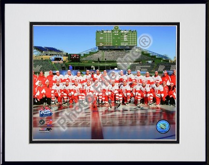 Detroit Red Wings "2008 - 2009 NHL Winter Classic" Double Matted 8" x 10" Photograph in Black Anodiz