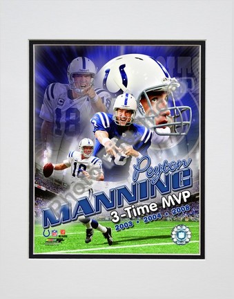 Peyton Manning "3-Time MVP Portrait Plus" Double Matted 8" x 10" Photograph (Unframed)