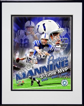 Peyton Manning "3-Time MVP Portrait Plus" Double Matted 8" x 10" Photograph in Black Anodized Alumin