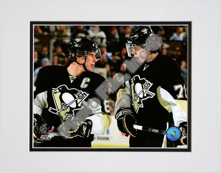 Sidney Crosby and Evgeni Malkin 2008-2009 Group Shot Double Matted 8” x 10” Photograph (Unframed)