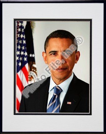 Barack Obama "2009 Official Portrait" Double Matted 8" x 10" Photograph in Black Anodized Aluminum F