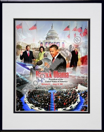 Barack Obama "2009 Inaugural Portrait Plus (#98)" Double Matted 8" x 10" Photograph in Black Anodize