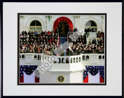Barack Obama "2009 Inaugural Address (#95)" Double Matted 8" x 10" Photograph in Black Anodized Alum