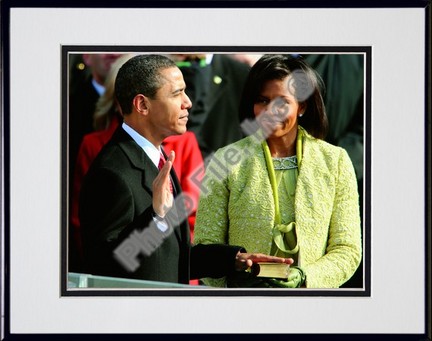 Barack Obama "2009 Inaugural Address (#93)" Double Matted 8" x 10" Photograph in Black Anodized Alum