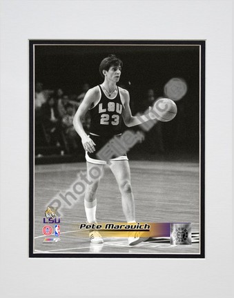 Pete Maravich "Louisiana State (LSU) Tigers 1969 Action" Double Matted 8” x 10” Photograph (Unframed)