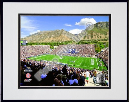 LaVell Edwards Stadium "Brigham Young (BYU) Cougars 2008" Double Matted 8â€ x 10â€ Photograph in Black Anodi