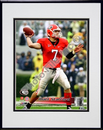 Matt Stafford "Georgia Bulldogs 2008 Action" Double Matted 8” x 10” Photograph in Black Anodized Aluminum 