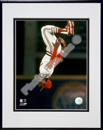 Ozzie Smith "Flipping Action" Double Matted 8” x 10” Photograph in Black Anodized Aluminum Frame