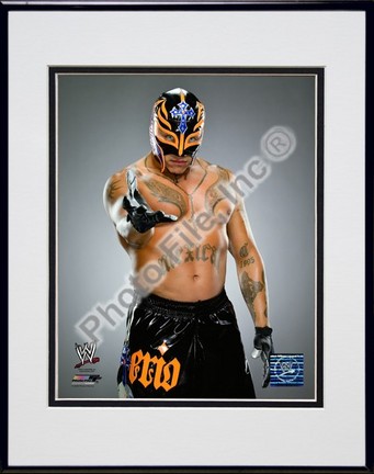 Rey Mysterio #534 Double Matted 8” x 10” Photograph in Black Anodized Aluminum Frame