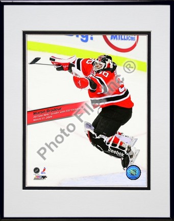 Martin Brodeur Winningest Goaltender in NHL history with 552 wins With Overlay Double Matted 8” x 10” Photograph in 