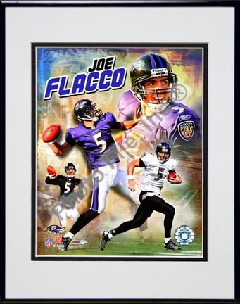 Joe Flacco 2009 Portrait Plus Double Matted 8” x 10” Photograph in Black Anodized Aluminum Frame