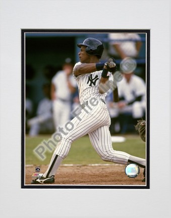 Rickey Henderson  Pinstripe "Batting" Double Matted 8” x 10” Photograph (Unframed)