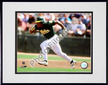 Rickey Henderson 1998 Action Double Matted 8” x 10” Photograph in Black Anodized Aluminum Frame