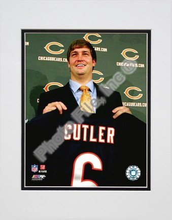 Jay Cutler 2009 Press Conference Double Matted 8” x 10” Photograph (Unframed)