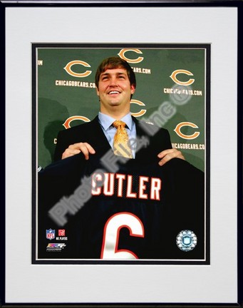 Jay Cutler 2009 Press Conference Double Matted 8” x 10” Photograph in Black Anodized Aluminum Frame