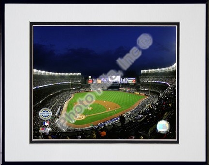 Yankee Stadium 2009 Night Shot Double Matted 8” x 10” Photograph in Black Anodized Aluminum Frame