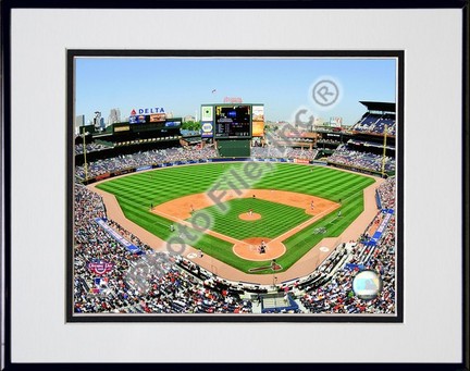 Turner Field 2009 Opening Day Double Matted 8â€ x 10â€ Photograph in Black Anodized Aluminum Frame