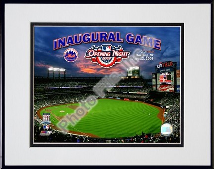 2009 Citi Field Inaugural Game Double Matted 8” x 10” Photograph in Black Anodized Aluminum Frame