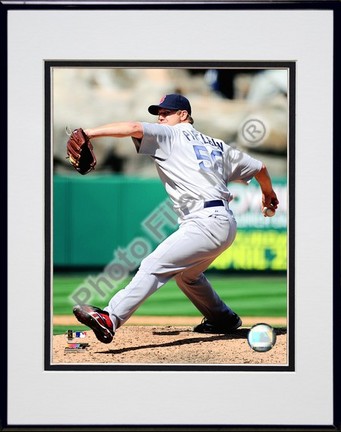 Jonathan Papelbon "2009 Pitching Action Left View" Double Matted 8” x 10” Photograph in Black Anodized Alu