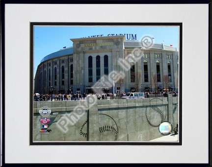Yankee Stadium 2009 Inaugural Game Exterior Double Matted 8” x 10” Photograph in Black Anodized Aluminum Frame